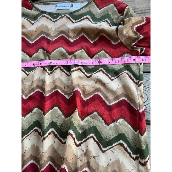 Alfred Dunner Petite size PM fall colors chevron blouse pullover 3/4 sleeve EUC - Picture 4 of 5